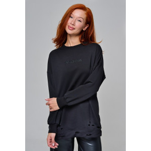 Толстовка женская №67188 футер с лайкрой 2-х нитка (р-ры: 44-60) черный Толстовка женская №67188 футер с лайкрой 2-х нитка (р-ры: 44-60) черный