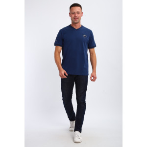 Футболка мужская №059 кулирка с лайкрой пенье (р-ры: M-6XL) индиго Футболка мужская №059 кулирка с лайкрой пенье (р-ры: M-6XL) индиго