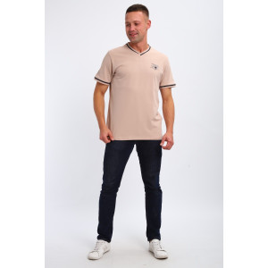 Футболка мужская №059 кулирка с лайкрой пенье (р-ры: M-6XL) бежевый Футболка мужская №059 кулирка с лайкрой пенье (р-ры: M-6XL) бежевый