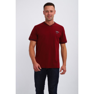 Футболка мужская №059 кулирка с лайкрой пенье (р-ры: M-6XL) бордовый Футболка мужская №059 кулирка с лайкрой пенье (р-ры: M-6XL) бордовый