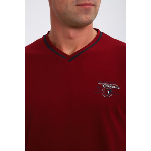 Футболка мужская №059 кулирка с лайкрой пенье (р-ры: M-6XL) бордовый Футболка мужская №059 кулирка с лайкрой пенье (р-ры: M-6XL) бордовый