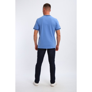 Футболка мужская №059 кулирка с лайкрой пенье (р-ры: M-6XL) голубой Футболка мужская №059 кулирка с лайкрой пенье (р-ры: M-6XL) голубой