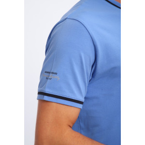 Футболка мужская №059 кулирка с лайкрой пенье (р-ры: M-6XL) голубой Футболка мужская №059 кулирка с лайкрой пенье (р-ры: M-6XL) голубой