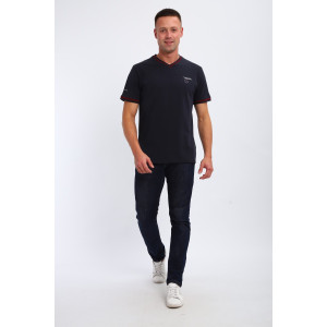 Футболка мужская №059 кулирка с лайкрой пенье (р-ры: M-6XL) темно-синий Футболка мужская №059 кулирка с лайкрой пенье (р-ры: M-6XL) темно-синий