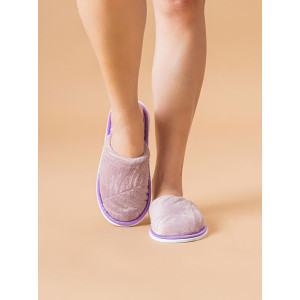 Тапки женские ЖВТ велсофт (р-ры: 36-43) листья фиолетовый