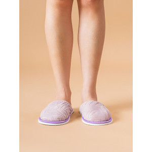 Тапки женские ЖВТ велсофт (р-ры: 36-43) листья фиолетовый