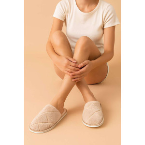 Тапки женские ЖВТ велсофт (р-ры: 36-43) квадрат бежевый