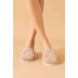 Тапки женские ЖВТ велсофт (р-ры: 36-43) квадрат бежевый