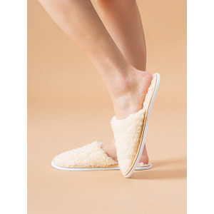 Тапки женские ЖВТ велсофт (р-ры: 36-43) Тедди молочный