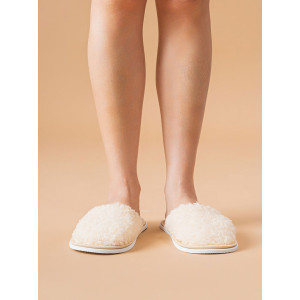 Тапки женские ЖВТ велсофт (р-ры: 36-43) Тедди молочный