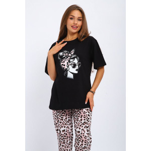 Костюм двойка женский №210 кулирка (р-ры: 42-56) черный Девушка