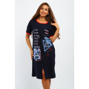 Халат женский №196 кулирка (р-ры: 46-56) синий Халат женский №196 кулирка (р-ры: 46-56) синий