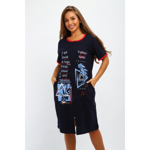 Халат женский №196 кулирка (р-ры: 46-56) синий Халат женский №196 кулирка (р-ры: 46-56) синий