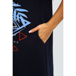 Халат женский №196 кулирка (р-ры: 46-56) синий Халат женский №196 кулирка (р-ры: 46-56) синий