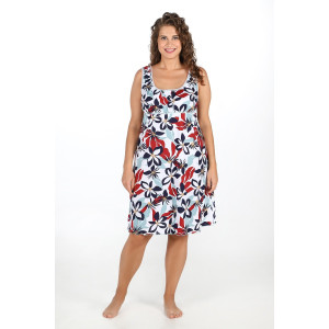 Сорочка женская "Татьяна" кулирка (р-ры: 46-60) расцветка 2 красные цветы