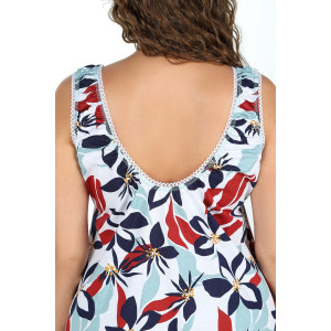 Сорочка женская "Татьяна" кулирка (р-ры: 46-60) расцветка 2 красные цветы