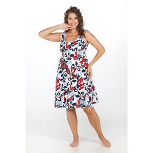 Сорочка женская "Татьяна" кулирка (р-ры: 46-60) расцветка 2 красные цветы