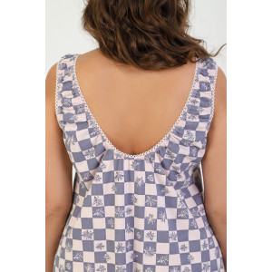 Сорочка женская "Татьяна" кулирка (р-ры: 46-60) расцветка 3 клетки с цветами