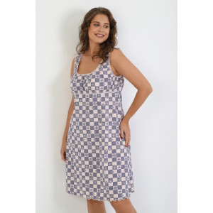 Сорочка женская "Татьяна" кулирка (р-ры: 46-60) расцветка 3 клетки с цветами