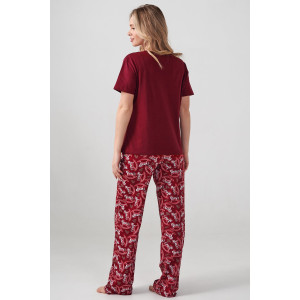 Пижама женская "Лошадка" 2416-К кулирка (р-ры: 46-56) бордовый Пижама женская "Лошадка" 2416-К кулирка (р-ры: 46-56) бордовый