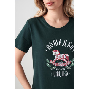 Пижама женская "Лошадка" 2416-К кулирка (р-ры: 46-56) зеленый Пижама женская "Лошадка" 2416-К кулирка (р-ры: 46-56) зеленый