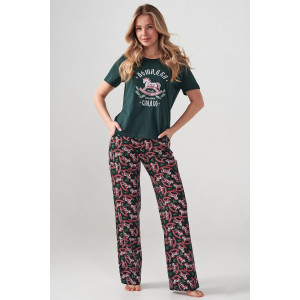 Пижама женская "Лошадка" 2416-К кулирка (р-ры: 46-56) зеленый Пижама женская "Лошадка" 2416-К кулирка (р-ры: 46-56) зеленый