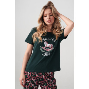 Пижама женская "Лошадка" 2416-К кулирка (р-ры: 46-56) зеленый Пижама женская "Лошадка" 2416-К кулирка (р-ры: 46-56) зеленый