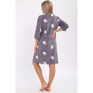 Халат женский 513 махра (р-ры: 46-60) зайцы графит Халат женский 513 махра (р-ры: 46-60) зайцы графит