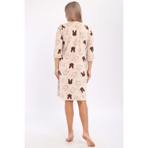 Халат женский 513 махра (р-ры: 46-60) зайцы песочный Халат женский 513 махра (р-ры: 46-60) зайцы песочный