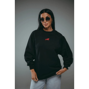 Свитшот женский "Символ" футер 2-х нитка пенье фирча (р-ры: 46-60) черный Свитшот женский "Символ" футер 2-х нитка пенье фирча (р-ры: 46-60) черный
