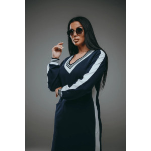 Платье женское "Дебора" футер 2-х нитка с лайкрой пенье (р-ры: 44-58) синий Платье женское "Дебора" футер 2-х нитка с лайкрой пенье (р-ры: 44-58) синий