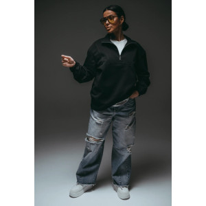 Свитшот женский "Брамея" лакост 2-х нитка пенье (р-ры: 46-60) черный Свитшот женский "Брамея" лакост 2-х нитка пенье (р-ры: 46-60) черный