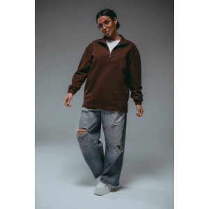 Свитшот женский "Брамея" лакост 2-х нитка пенье (р-ры: 46-60) коричневый Свитшот женский "Брамея" лакост 2-х нитка пенье (р-ры: 46-60) коричневый