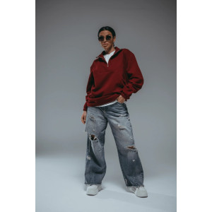 Свитшот женский "Брамея" лакост 2-х нитка пенье (р-ры: 46-60) бордо Свитшот женский "Брамея" лакост 2-х нитка пенье (р-ры: 46-60) бордо