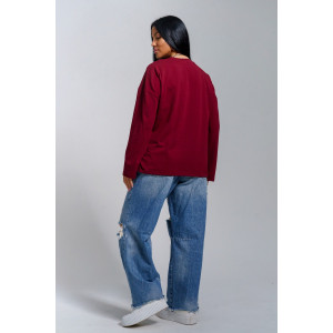 Лонгслив женский "Лика" кулирка (р-ры: 44-54) бордо Лонгслив женский "Лика" кулирка (р-ры: 44-54) бордо