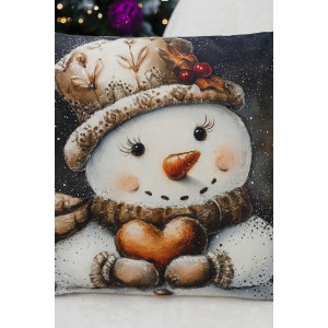 Наволочка-чехол декоративная с 3D-эффектом на молнии "Снеговики и сердце" 2 шт.