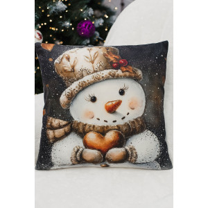 Наволочка-чехол декоративная с 3D-эффектом на молнии "Снеговики и сердце" 2 шт.