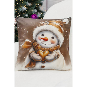 Наволочка-чехол декоративная с 3D-эффектом на молнии "Снеговики и сердце" 2 шт.