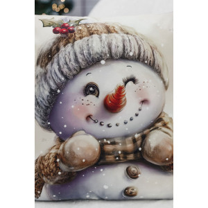 Наволочка-чехол декоративная с 3D-эффектом на молнии "Снеговик подмигни" 2 шт.