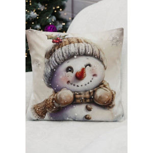 Наволочка-чехол декоративная с 3D-эффектом на молнии "Снеговик подмигни" 2 шт.