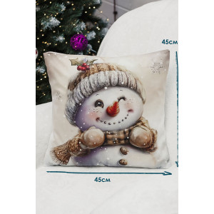 Наволочка-чехол декоративная с 3D-эффектом на молнии "Снеговик подмигни" 2 шт.