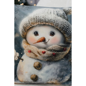 Наволочка-чехол декоративная с 3D-эффектом на молнии "Снеговик подмигни" 2 шт.