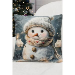 Наволочка-чехол декоративная с 3D-эффектом на молнии "Снеговик подмигни" 2 шт.