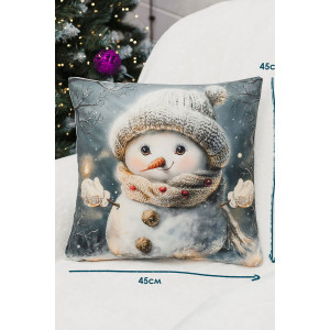 Наволочка-чехол декоративная с 3D-эффектом на молнии "Снеговик подмигни" 2 шт.