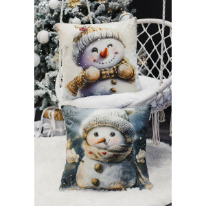 Наволочка-чехол декоративная с 3D-эффектом на молнии "Снеговик подмигни" 2 шт.