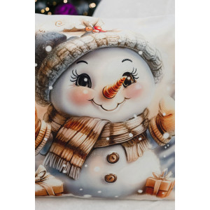 Наволочка-чехол декоративная с 3D-эффектом на молнии "Снеговик с подарками" 2 шт.