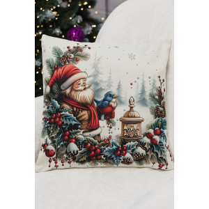 Наволочка-чехол декоративная на молнии "Дед, фонарь, снеговик" 2 шт.