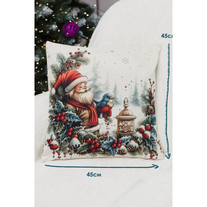 Наволочка-чехол декоративная на молнии "Дед, фонарь, снеговик" 2 шт.