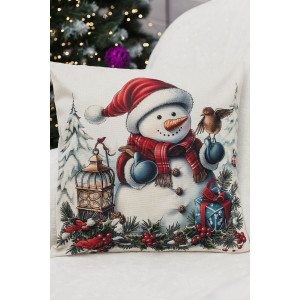 Наволочка-чехол декоративная на молнии "Дед, фонарь, снеговик" 2 шт.