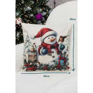 Наволочка-чехол декоративная на молнии "Дед, фонарь, снеговик" 2 шт.